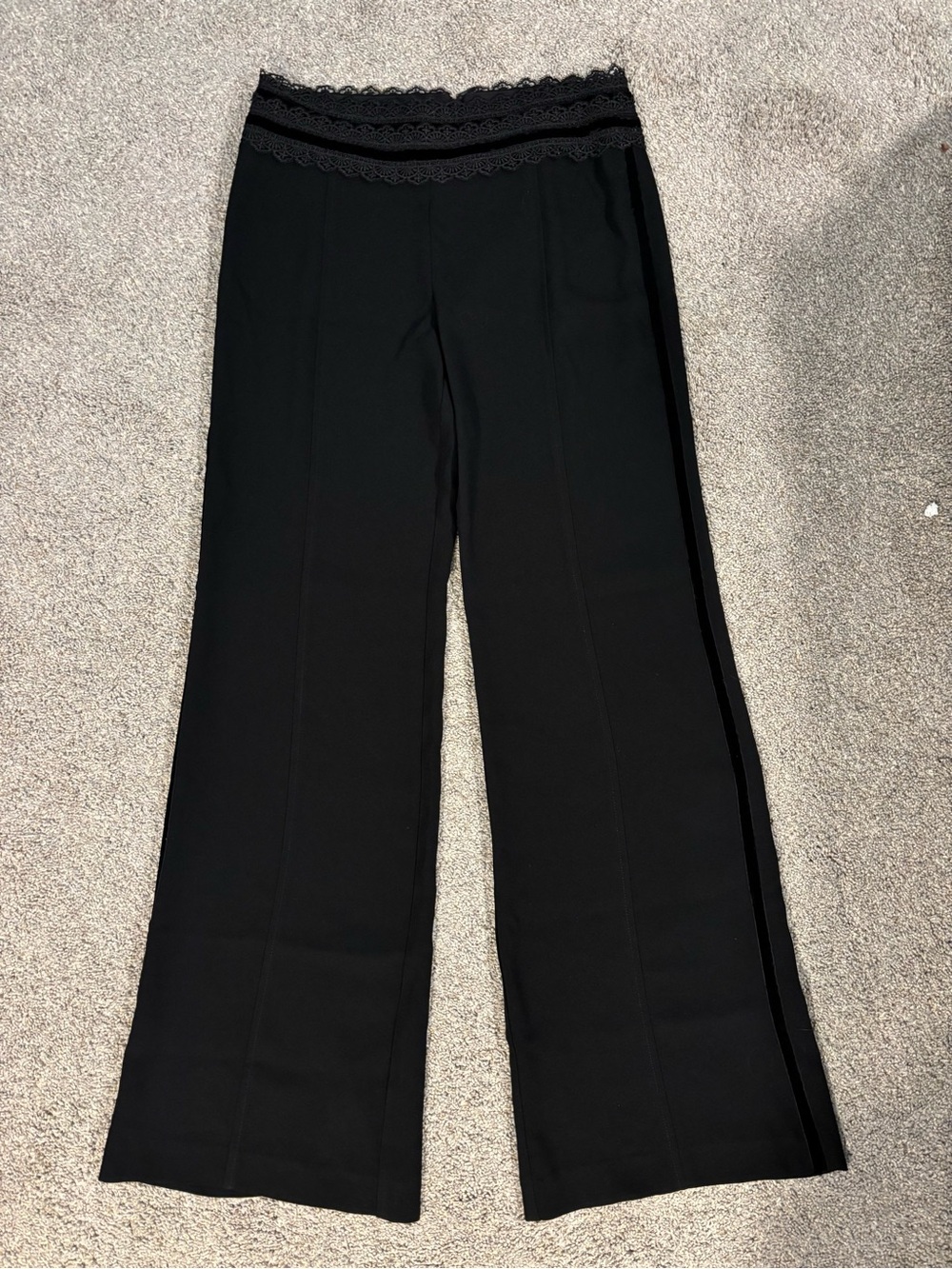 NWT Nanette Lepore Women’s Black Solid Dress Pants Pleated Front Lace Accent 4